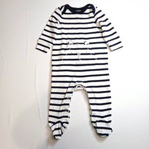 Baby Gap Navy and White Striped Footed Onesie US 3-6M